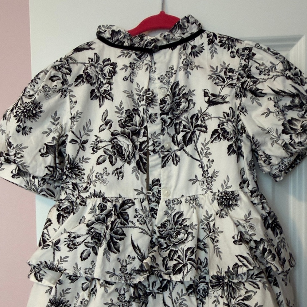 Janie and Jack Black and White Floral Tiered Dress - Picture 4 of 5